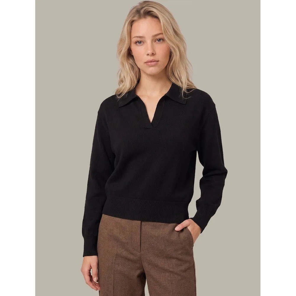 525 America Keri Johnny Collar Pullover Black Size Small